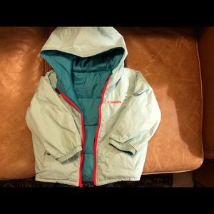 Columbia girls coat 2t teal/pink with snow pants